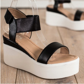 Small Swan Sandálias Fashion Wedge preto 1