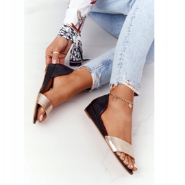 Sandálias de couro Maciejka 1971-46 Preto e dourado 1