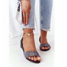 Sandálias de couro Maciejka 1971-59 preto e cinza bege marrom 2