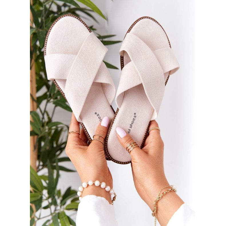 Chinelos de veludo feminino Edesa Bege castanho 1