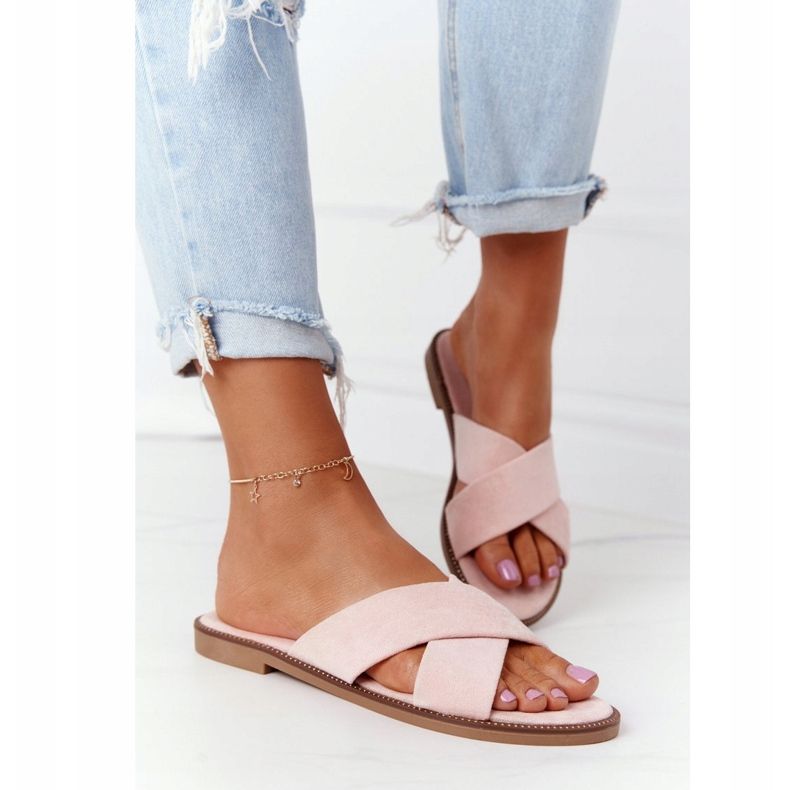 Chinelos de veludo rosa feminino Edesa 2