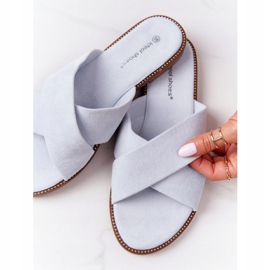 Chinelos de veludo feminino azul Edesa 1