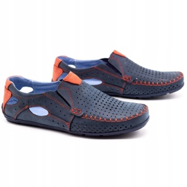 Olivier Sapatos masculinos mocassins 901 azul marinho com vermelho 2