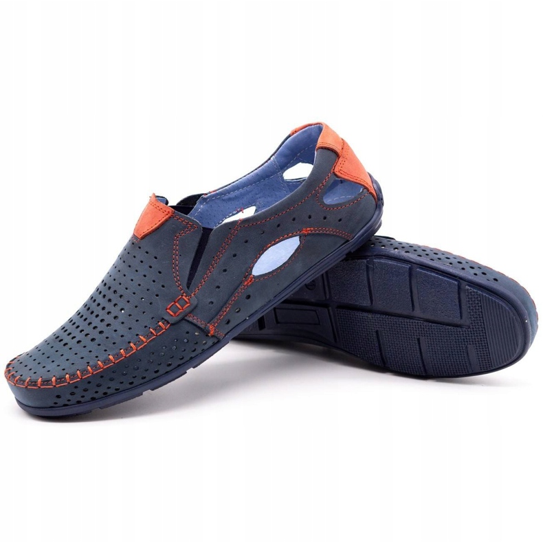 Olivier Sapatos masculinos mocassins 901 azul marinho com vermelho azul-marinho 3