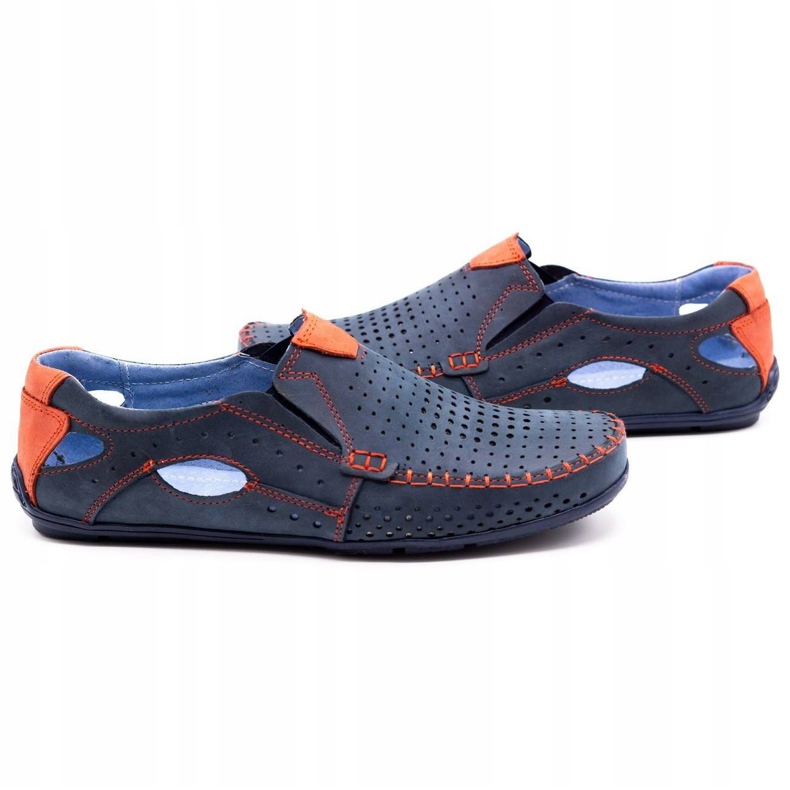 Olivier Sapatos masculinos mocassins 901 azul marinho com vermelho azul-marinho 5