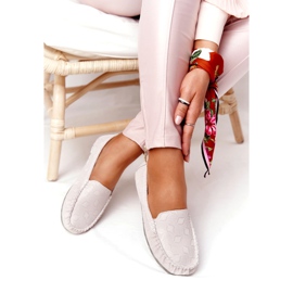 Mocassins de couro ecológicos Rio Flore Bege cinza 2