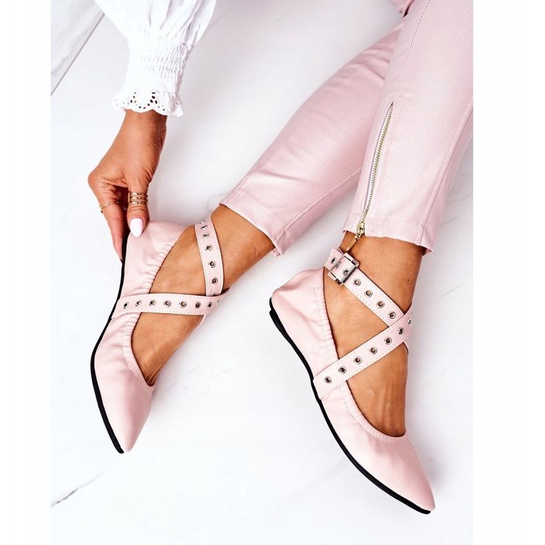 Bailarinas de couro dobrável Lu Boo rosa 1