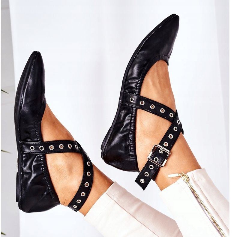 Bailarinas de couro dobrado Lu Boo preto 1