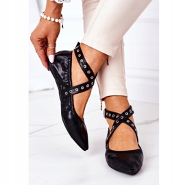 Bailarinas de couro dobrado Lu Boo preto 2