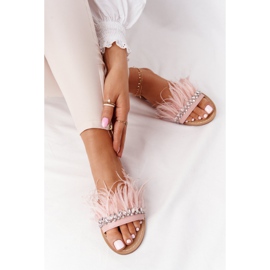 Chinelos Com Penas Lu Boo Rosa 1