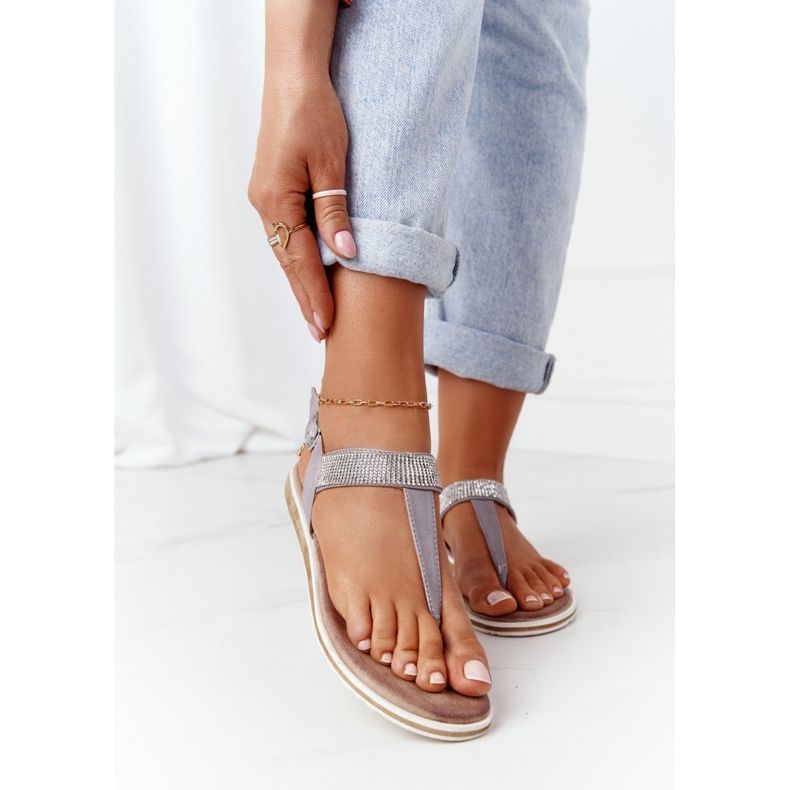 S.Barski Chinelos de sandálias com zircônia S. Barski 701-12 cinza 2