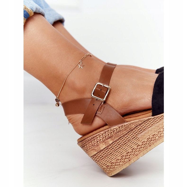 S.Barski Sandálias pretas em cunha S. Barski GD-38 castanho preto 1