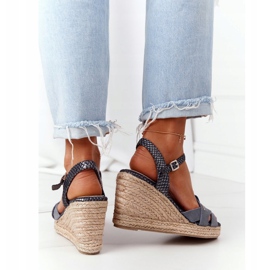 Sandálias de couro em cunha Big Star HH274378 prata cinza 2