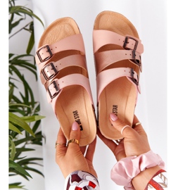 Chinelos de couro perfilado Big Star HH274586 rosa-cobre 1