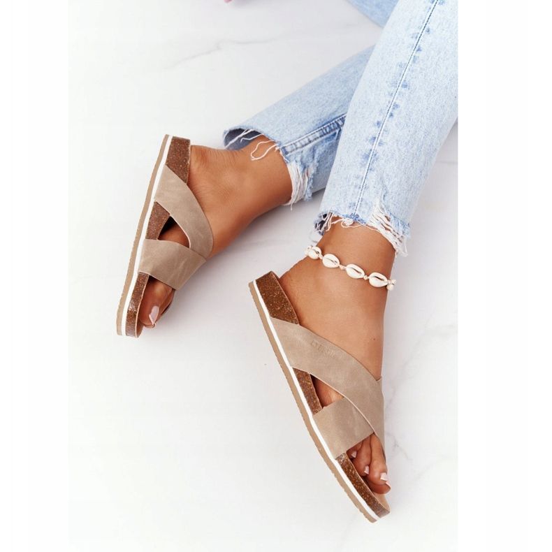 Chinelos com perfil de couro Big Star HH274593 Bege 1