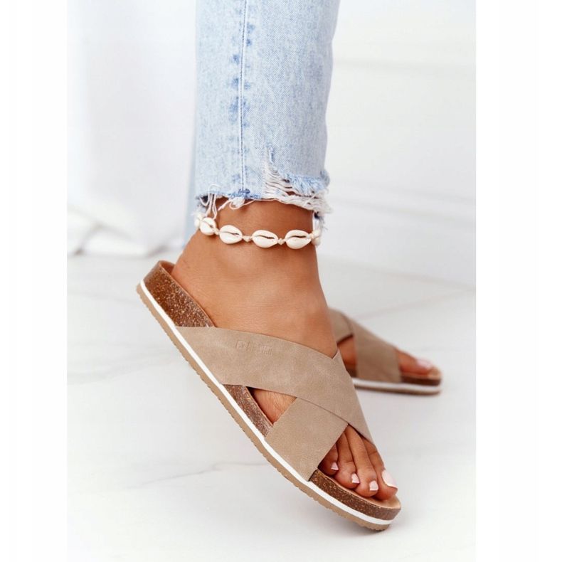 Chinelos com perfil de couro Big Star HH274593 Bege 2