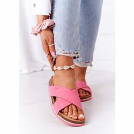 Chinelos de couro perfilado Big Star HH274597 fúcsia rosa 2