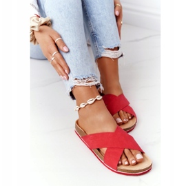 Chinelos com perfil de couro Big Star HH274598 Vermelho 2