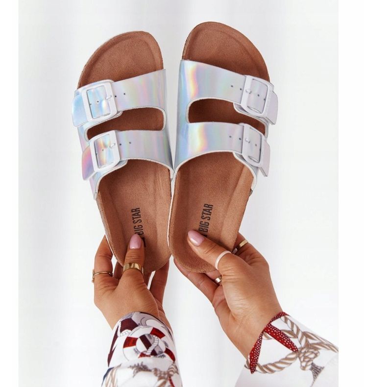 Chinelos com perfil de couro Big Star HH274895 prata 1