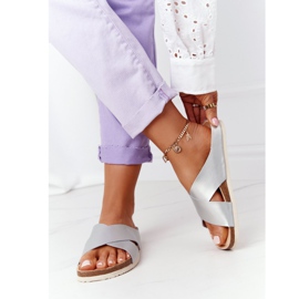 Chinelos com perfil de couro Big Star HH274650 prata 2