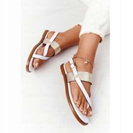 Sandálias de couro chinelos Big Star HH274714 Branco e dourado 1