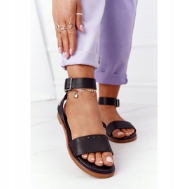 Sandálias de couro Big Star HH274720 pretas preto 2