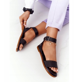 Sandálias de couro Big Star HH274720 pretas preto 1