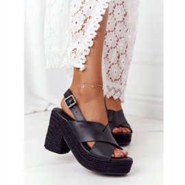Sandálias pretas de salto alto com uma trança Big Star HH274387 preto 2