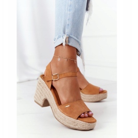 Big Star Sandálias de salto alto com camelo grande estrela trançado HH274394 castanho 1