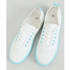 Tênis feminino com atacadores, branco e azul LA44 Blue 1