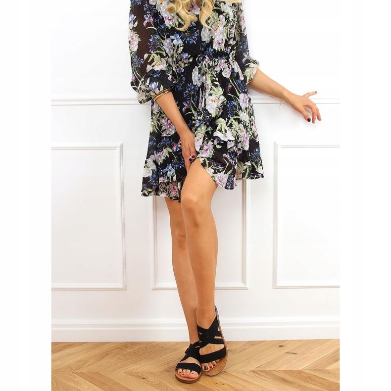 Sandálias com tiras de borracha preta 9225 preta preto 1