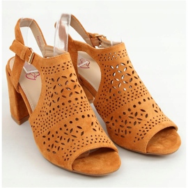 Sandálias com aberturas de salto alto camelo 429-10 Camel marrom 1