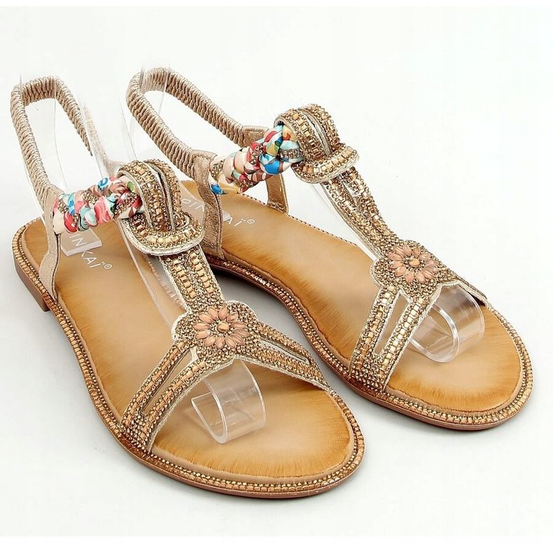Sandálias com zircônia cúbica dourada JN11-10 Ouro dourado 1 Sandálias com zircônia cúbica dourada JN11-10 Ouro dourado 1
