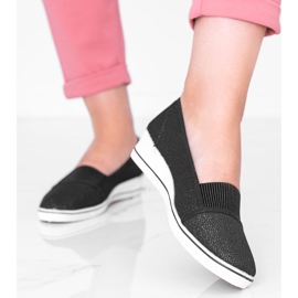 Bailarinas pretas brilhantes na cunha Glam Star preto 1