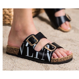 SHELOVET Chinelos confortáveis ​​de couro ecológico preto 1