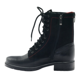 Botas de couro para mulheres Kazkobut 2809 botas pretas preto vermelho 2