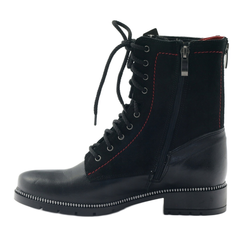 Botas de couro para mulheres Kazkobut 2809 botas pretas preto vermelho 2