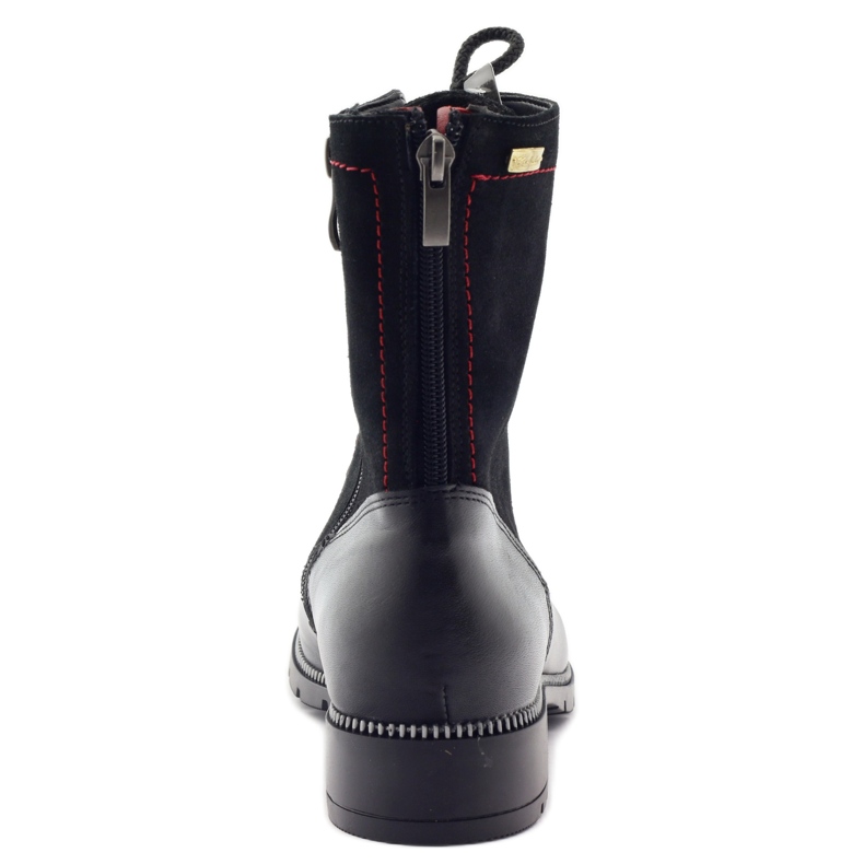 Botas de couro para mulheres Kazkobut 2809 botas pretas preto vermelho 3