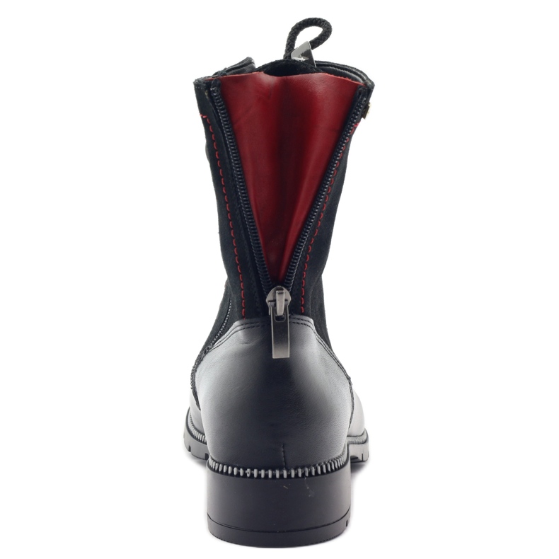 Botas de couro para mulheres Kazkobut 2809 botas pretas preto vermelho 4