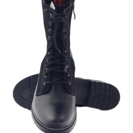 Botas de couro para mulheres Kazkobut 2809 botas pretas preto vermelho 5