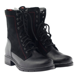 Botas de couro para mulheres Kazkobut 2809 botas pretas preto vermelho 6