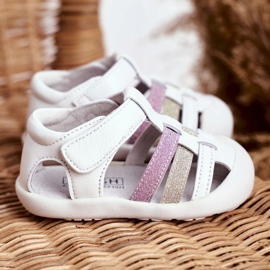 Apawwa Sandálias infantis com Velcro Glitter White Ontario branco rosa dourado 3