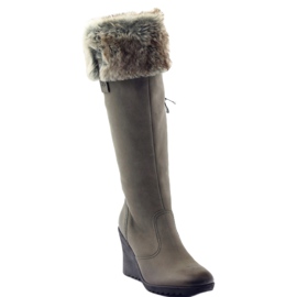 Botas Caprice Couro com Pele 25607 cinza 1