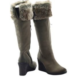 Botas Caprice Couro com Pele 25607 cinza 3