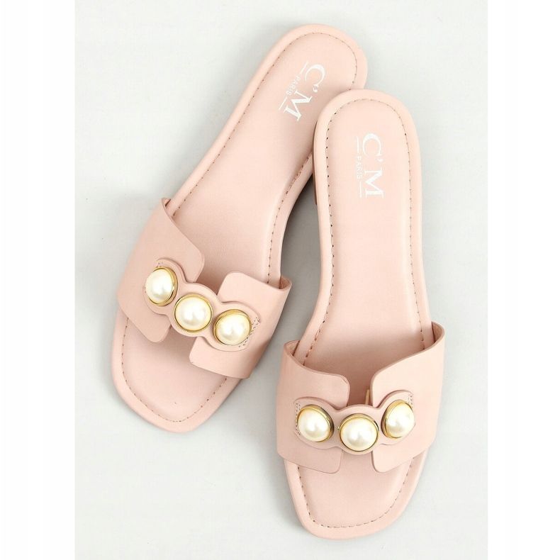 Chinelos com pérolas 55-37 rosa 1