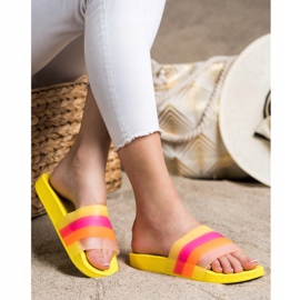 Bona Chinelos confortáveis com listras coloridas amarelo 1 Bona Chinelos confortáveis com listras coloridas amarelo 1