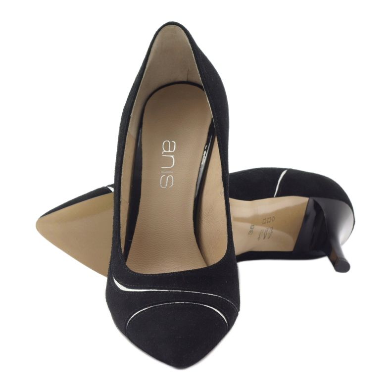 Bombas para mulheres estiletes Anis 4474 preto prata 3