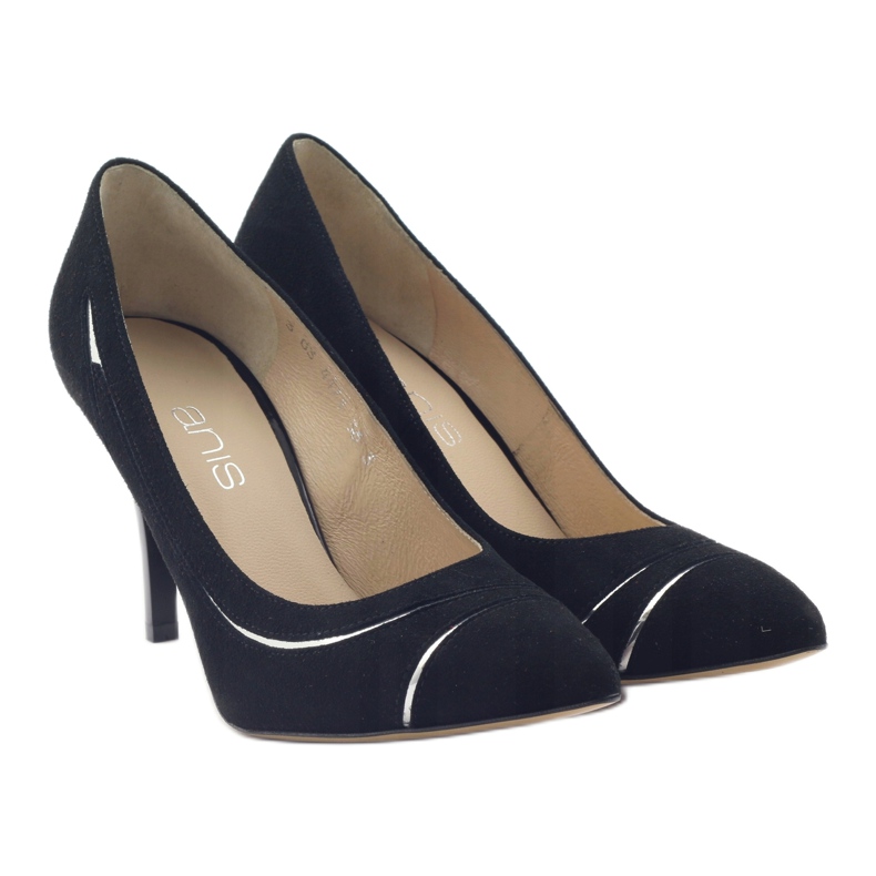 Bombas para mulheres estiletes Anis 4474 preto prata 4