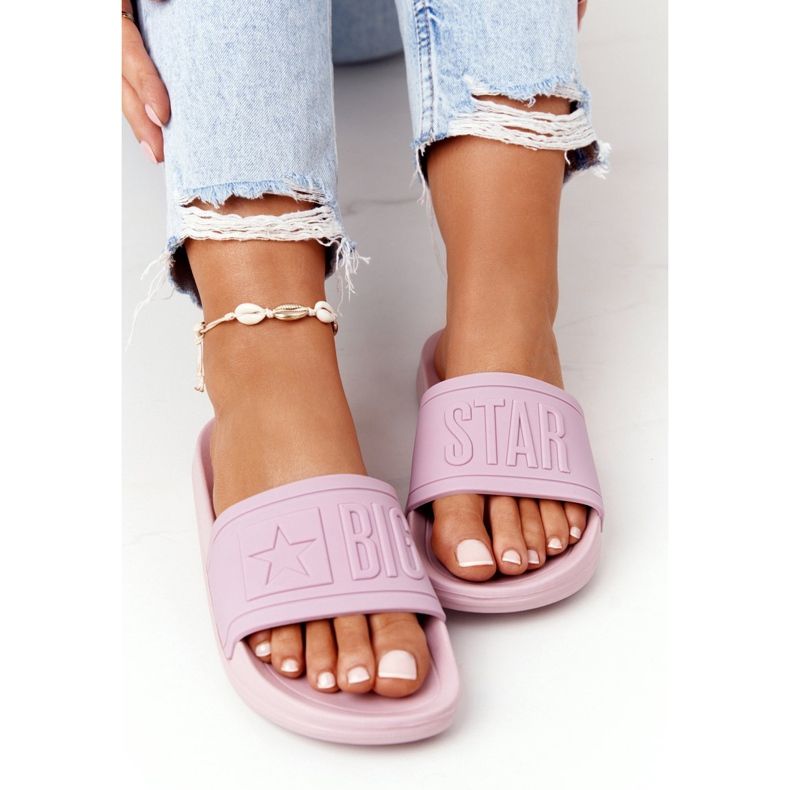 Chinelos femininos Big Star HH274A041 rosa em pó 1