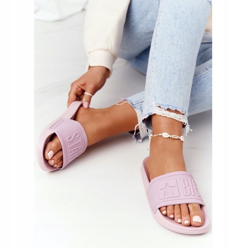 Chinelos femininos Big Star HH274A041 rosa em pó 2